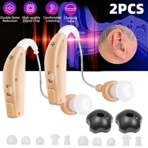 1 Pair Of Digital Hearing Aid Severe Loss Rechargeable Invisible BTE Ear Aids - Picture 1 of 12