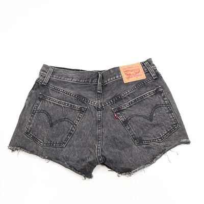 Levis 501 Cut Off Shorts Womens 27 Black Distressed Studded Grunge Y2K 90s - Image 1 of 4