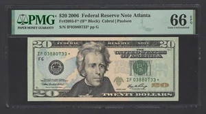 United States-Fed. Reserve 20 Dollars 2006 Fr#2093-F* (IF* Block) UNC Grade 66 - Picture 1 of 2