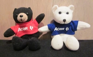 Juego de 2 osos de peluche promocionales de bolsillo para computadoras Acer ASI 62960 - Imagen 1 de 5