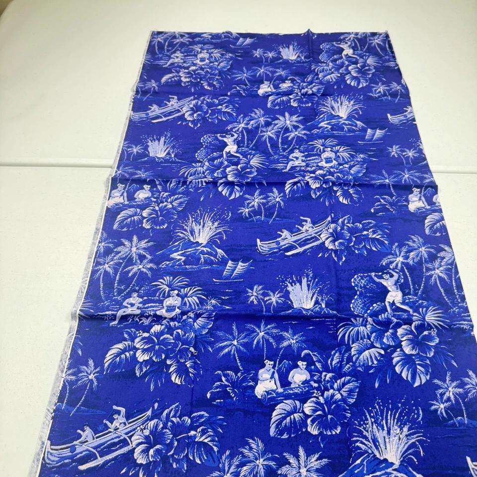 tela acolchado algodón tropical hawaii floral azul 37x43 Foto 1 de 4