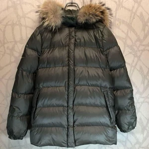 MONCLER Down Hoodie Fur Jacket Blouson Coat Men Size 00 Khaki Green  - Picture 1 of 18