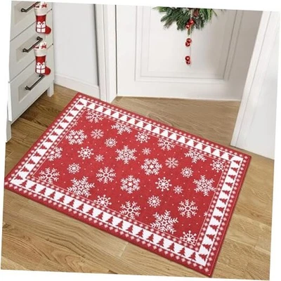Alfombra de entrada de Navidad copo de nieve y árbol de Navidad alfombra pequeña antideslizante  Foto 1 de 4