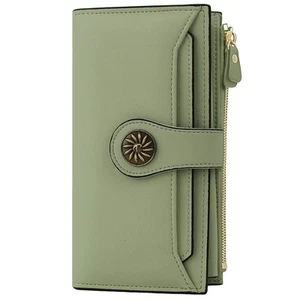 Wallets Women RFID Large Capacity Luxury Waxed Leather Clutch Wallet Multi Ca... - Picture 1 of 8