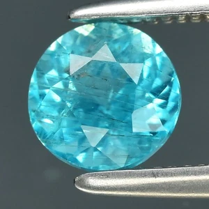 💎0.68ct 5mm Round Natural Neon Blue Apatite - Unheated Gem (Paraiba-like Color) - Picture 1 of 4