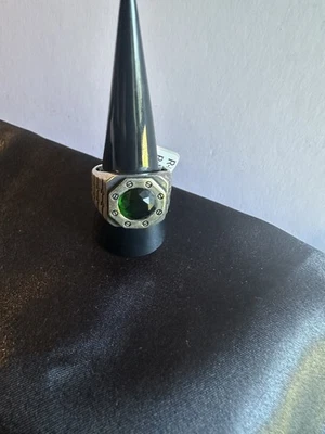 Nuevo Juego de Anillos Rnd Corte Cojín Piedras Preciosas Esmeralda HOMBRE en 925 SS Talla 12 Foto 1 de 4