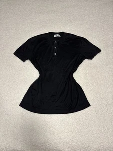 Versace Intimo Women Black Henley Short Sleeve T-shirt - Picture 1 of 11
