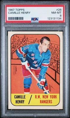 1967 Topps Hockey #26 Camille Henry Rangers PSA 8 NM-MT CENTERED - Image 1 of 2