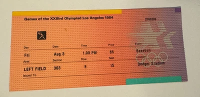 XXIII Boleto Olímpico de Los Ángeles 1984 5º Estadio de Béisbol Dodgers de Agosto Foto 1 de 2