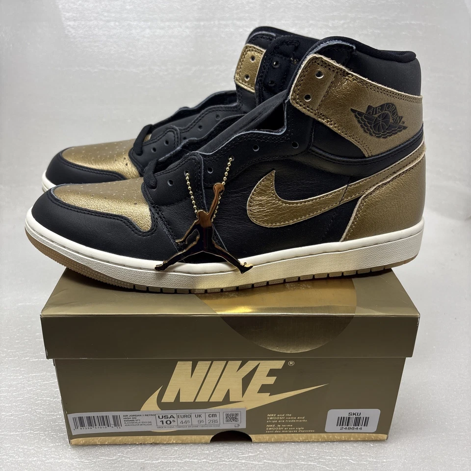Nike Air Jordan 1 Retro Alto OG Negro Metálico Dorado Zapatos 10.5 Para hombres DZ5485-071 Foto 1 de 4