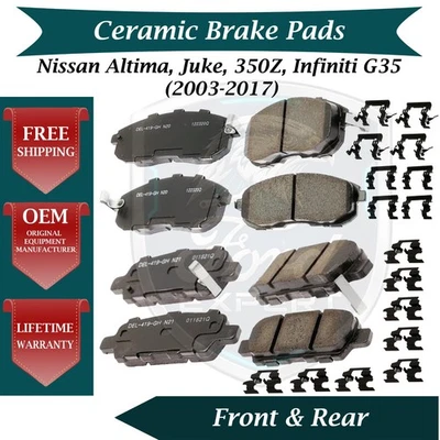 Kit de pastillas de freno de cerámica delanteras y traseras ACDelco OEM para Nissan Infiniti 2003-2017 Foto 1 de 4