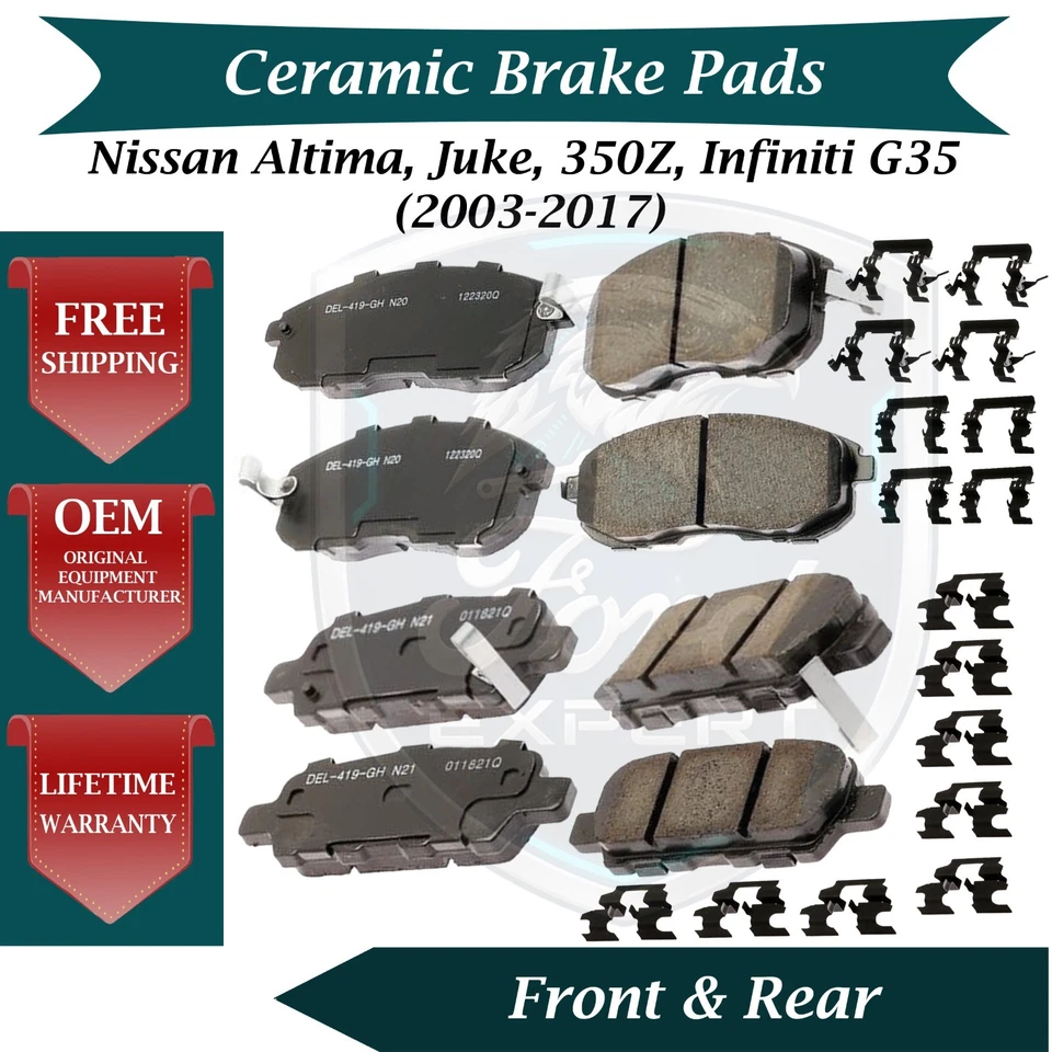 Kit de pastillas de freno de cerámica delanteras y traseras ACDelco OEM para Nissan Infiniti 2003-2017 Foto 1 de 4
