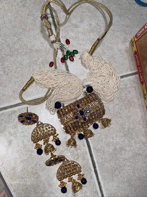 Gargantilla India Tradicional Novia Boda Chapada en Oro Polki Kundan Perla Joyería Foto 1 de 4