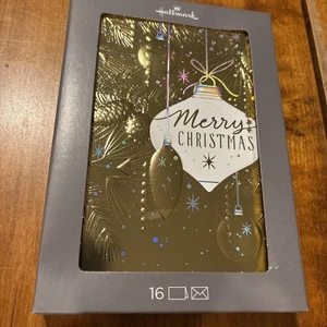 Hallmark Merry Christmas Ornaments Christmas Cards 16 Cards & Envelopes NIB - Picture 1 of 2