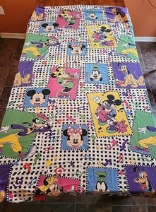 Vintage Disney Twin Full Set Mickey Mouse & Friends Flat Fitted PillowCase EUC - Picture 1 of 11