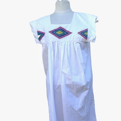 Vestido Casa Vintage Naqui Bordado Muu Muu Algodón Estilo Mexicano XXL Foto 1 de 4