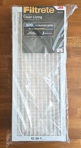Filtrete 12x30x1 AC Furnace Air Filter, MPR 300, Clean Living Basic Dust 6 Pack - Picture 1 of 2