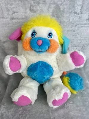 Peluche de colección Mattel Popples Puffball 1986 blanco azul amarillo LIMPIO Foto 1 de 4