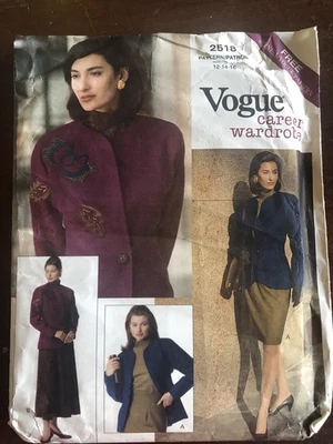 VOGUE 2518 MISSES CAREER WARDROBE JACKET TOP SKIRT PANTS PATTERN UNCUT 12-14-16 - Image 1 of 4