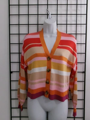 ANN TAYLOR   🌸   XS PETITE / 38" BUST ==STRIPED / CARDIGAN SWEATER - Image 1 of 4