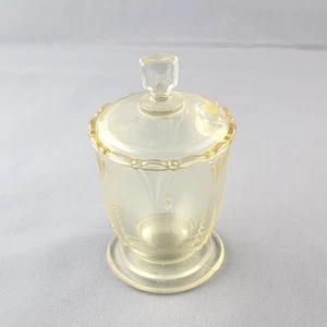 Vtg HEISEY Empress SAHARA Yellow Mustard Jar W/ LID Elegant Depression Glass - Picture 1 of 12