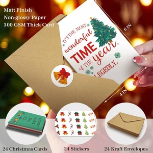 Divertido Juego de Tarjetas de Navidad para Adultos, 24 Tarjetas de Notas de Navidad Traviesas con Sobre... - Imagen 1 de 7