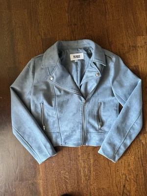 Blazer Steve Madden BB Dakota mistura de linho azul e branco xadrez, tamanho M - Imagem 1 de 2