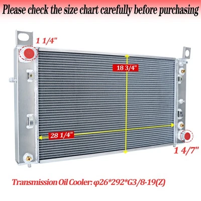 3-Row Radiator For Chevy Silverado GMC Sierra 1500 1999-2013; GMC Yukon 2000-06 Foto 1 de 4