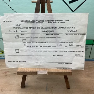 29 Dic 1947 Consolidated Vultee Aircraft Convair Pay Increase Fort Worth Tx B25 - Imagen 1 de 3