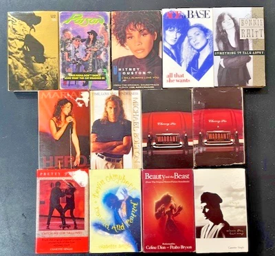 Lot of 13 Assorted Rock, Pop & Easy Listening Cassette Singles - Poison - U2 - Imagem 1 de 3