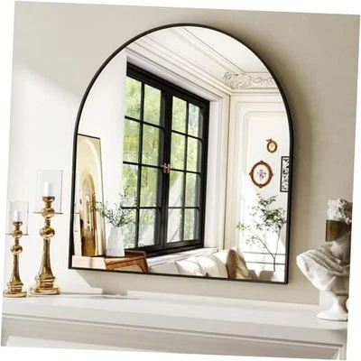 33"x 31" Arched Bathroom Mirror, Wall Mirror Metal Frame for 33"L x 31"W Black - Image 1 of 4