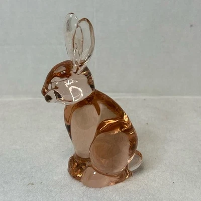Estatuilla de Pascua vintage Silvestri rosa arte vidrio conejito conejo pisapapeles 6" Foto 1 de 4