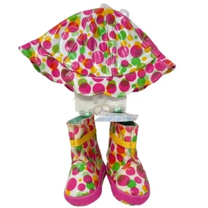 Bebé Ciervo Niña Lunares Botas de Lluvia y Sombrero a Juego Conjunto Talla 3T-Impermeable - Imagen 1 de 4