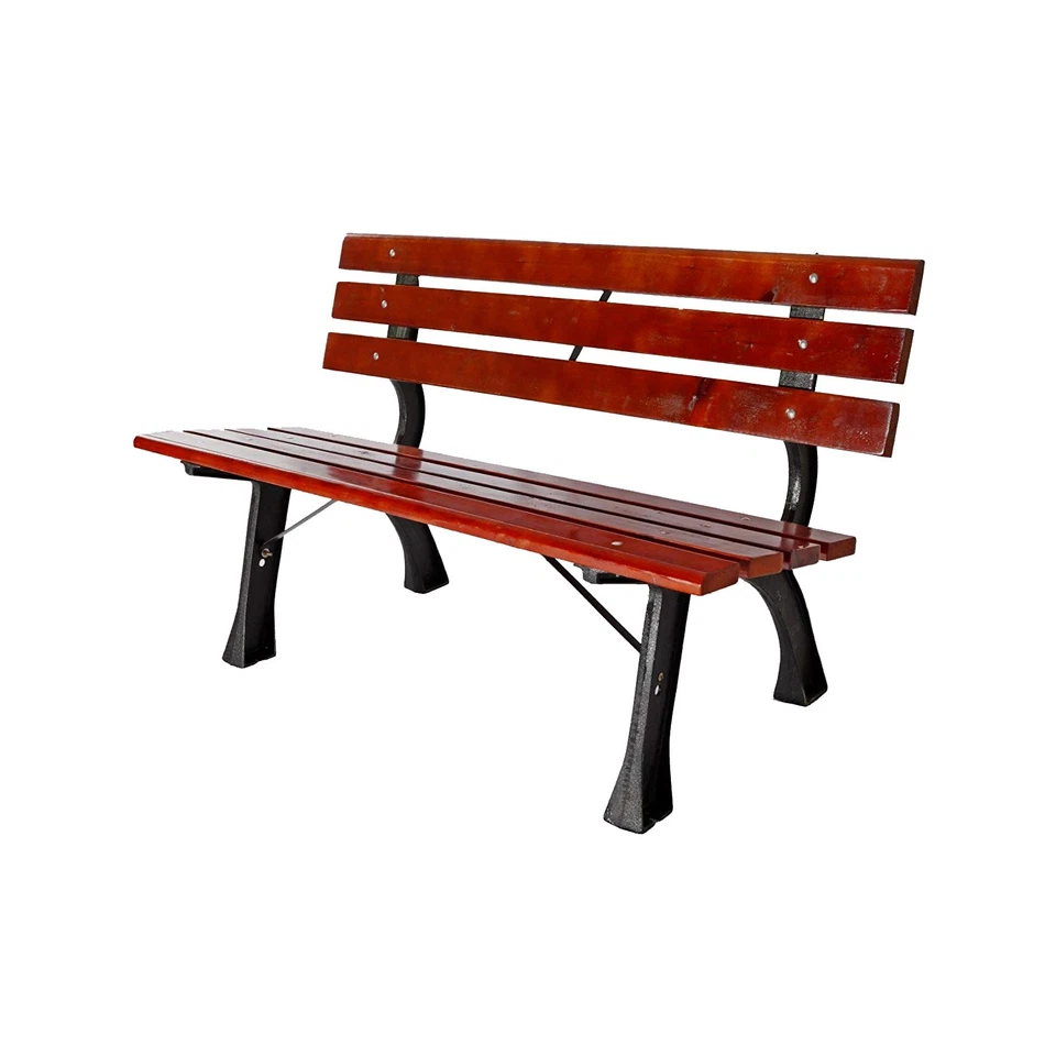 INDA-EXCLUSIV Stabile Parkbank Massivholz Eisen Sitzbank Sitzbank Gartenbank 120 x 56 x 70 cm