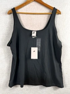Nike Damen schwarz Cami Tank Top 2X DM9282-010 weiche Baumwolle Freizeit SPTCAS neu mit Etikett - Bild 1 von 9