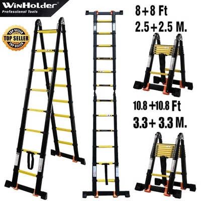5/6.6M Telescopic Ladder Multi-Purpose Folding Aluminium Ladders Extendable Step