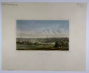 Nauheim. Mit der Fernsicht nach Friedberg. Stahlstich von Foltz , um 1850. - Bild 1 von 6