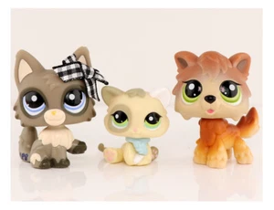 LPS Gris Lobo Gatito Madera Lobo con Arco Collar lps Juguetes Niños Regalo Coleccionar - Imagen 1 de 4