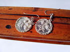 Vintage Handmade Artisan Sterling Silver Three Roses Medallion Dangle Earrings