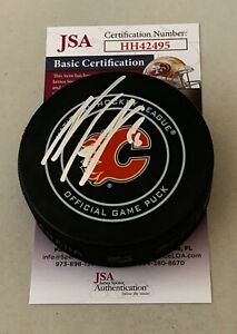 Noah Hanifin signed Calgary Flames Official Game Puck autographed JSA