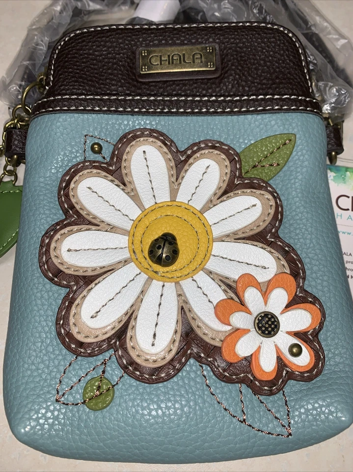 Chala Cell Phone Purse Crossbody Pleather Convertible Cat Gen2 Brown Stripes