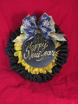 Corona de Año Nuevo Doble Capa Poof Deco Malla Foto 1 de 4