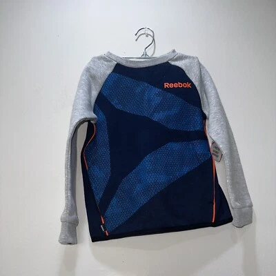 Suéter Reebok Niño 4T Azul Gris Pullover Logo Suelto Exterior Algodón Sólido Niños Foto 1 de 4