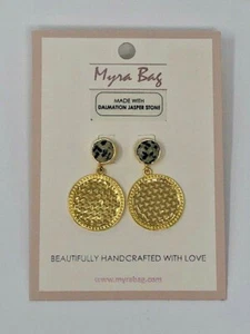 (1) Myra Bag Earrings with Dalmation Jasper Stone Stud with Coiny danglers NEW! - Picture 1 of 9