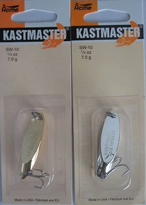 2 Pks. Acme Tackle KASTMASTER Fishing Lures - 1/4 Ounce - Chrome & Gold - Picture 1 of 1