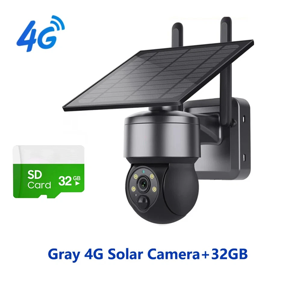 Wireless PTZ Solar Panel Camera 4G SIM Outdoor Two Way Audio Security Protection - Image 1 of 4