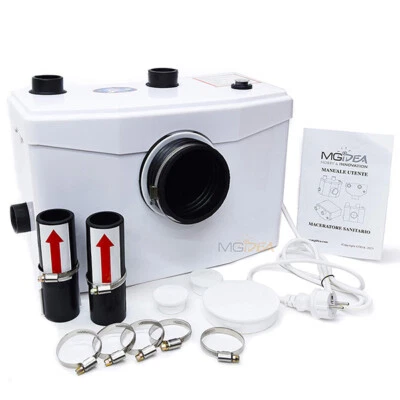 TRITURATORE SANITARIO MACERATORE WC 3in1 600W CASSETTA WATER BAGNO DOCCIA