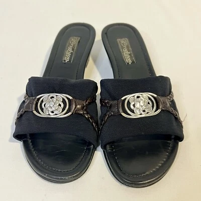 Mules de cuña Brighton Lilian de cuero chocolate negro talla 6 M. ¡Más de $100 al por menor! Foto 1 de 4