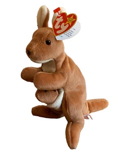 Ty Beanie Baby Tasche Plüsch Känguru mit Baby Neu mit Etikett 1996 Retired Stofftier - Bild 1 von 6