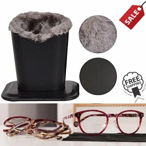 Bleiou Pack of 2 Soft Plush Lined Eyeglasses Holder Stand Protective Glasses ...